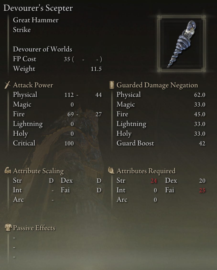 Devourer's Scepter Legendary Weapon stats