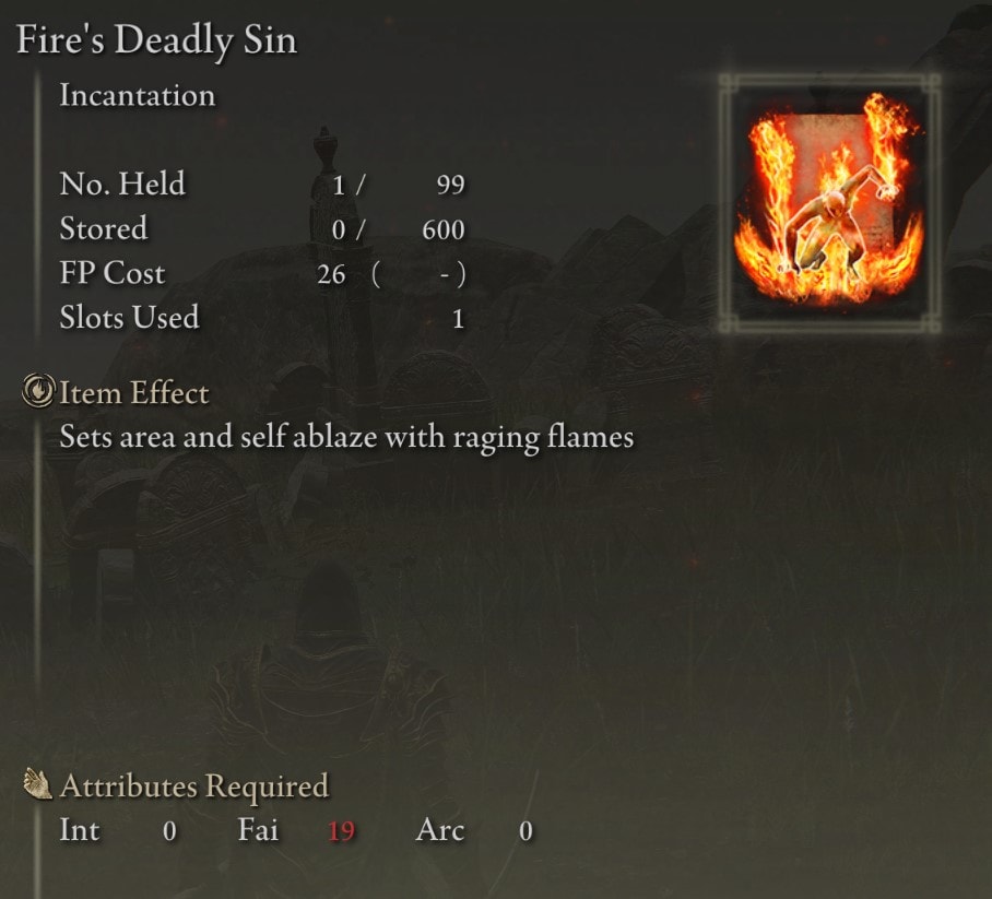 Flightless Bird Painting reward - fire's deadly sin stats