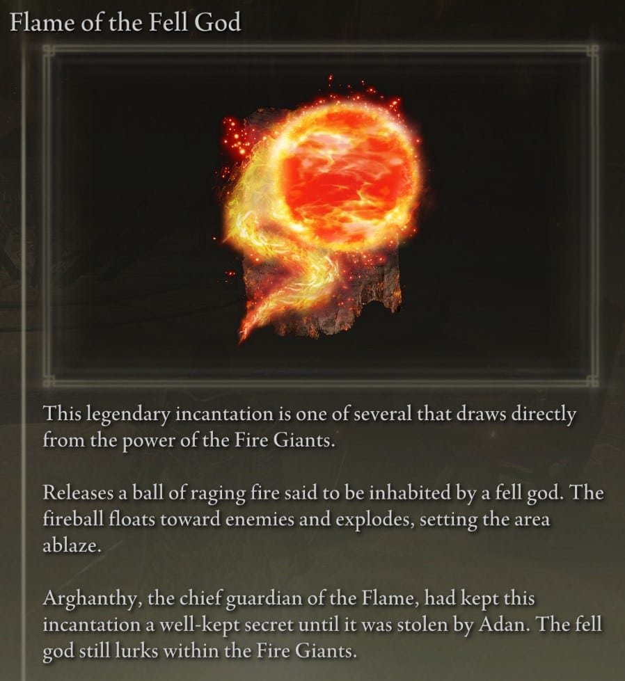 Flame of the Fell God description