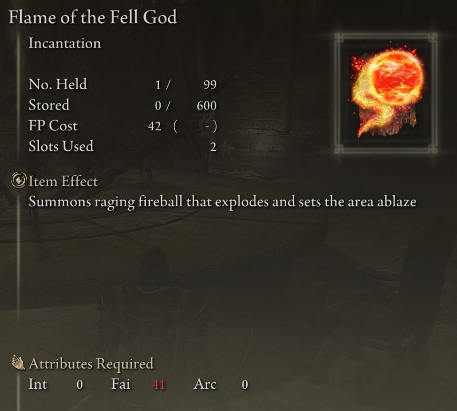 Flame of the Fell God stats