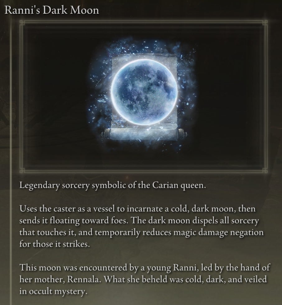 Ranni's Dark Moon description