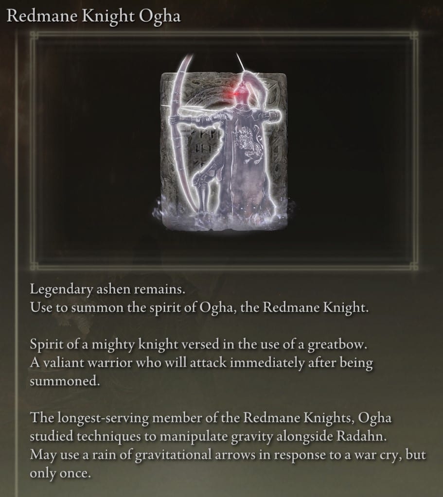 Redmane Knight Ogha description