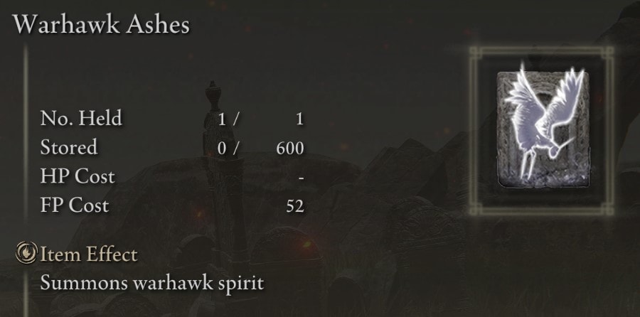 Prophecy Painting reward - warhawk ashes stats