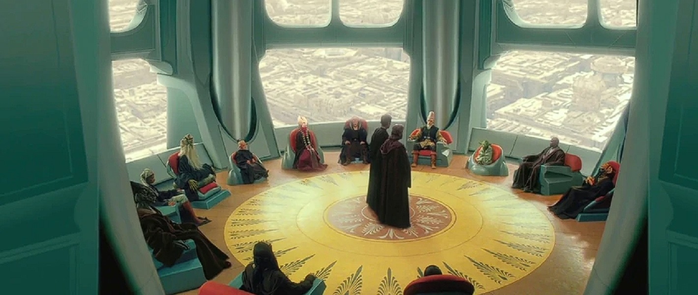 Star Wars Brotherhood Review  - Obi-Wan and Anakin in front of the Jedi Council in Episode 2