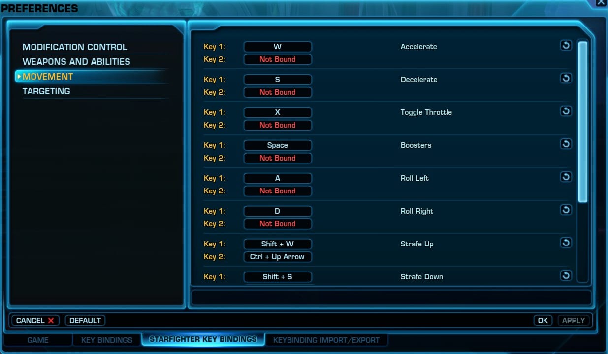 SWTOR GSF Controls Image