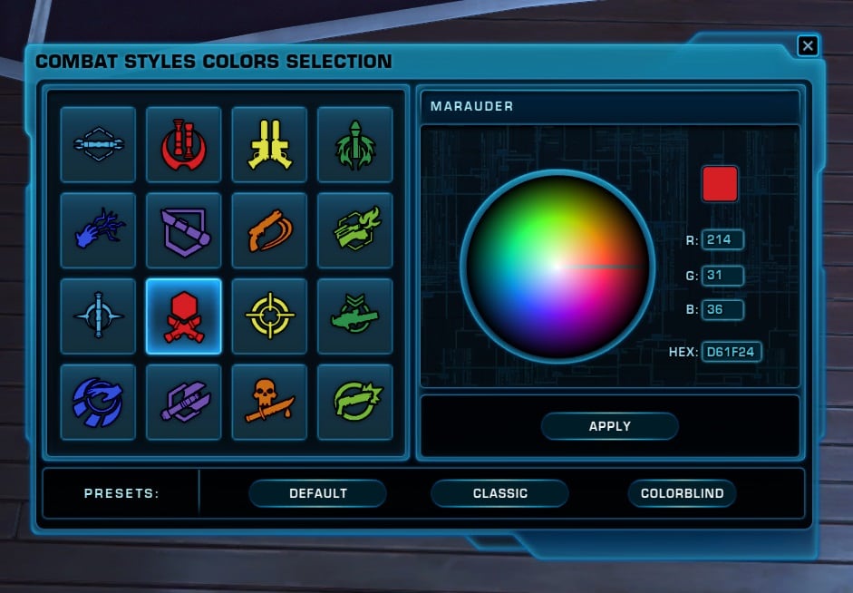 Combat Styles Icon Color Selection Wheel 