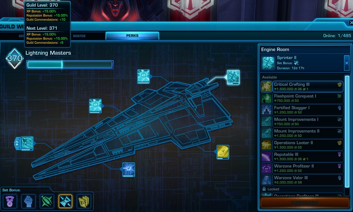 Guild Perks UI screen