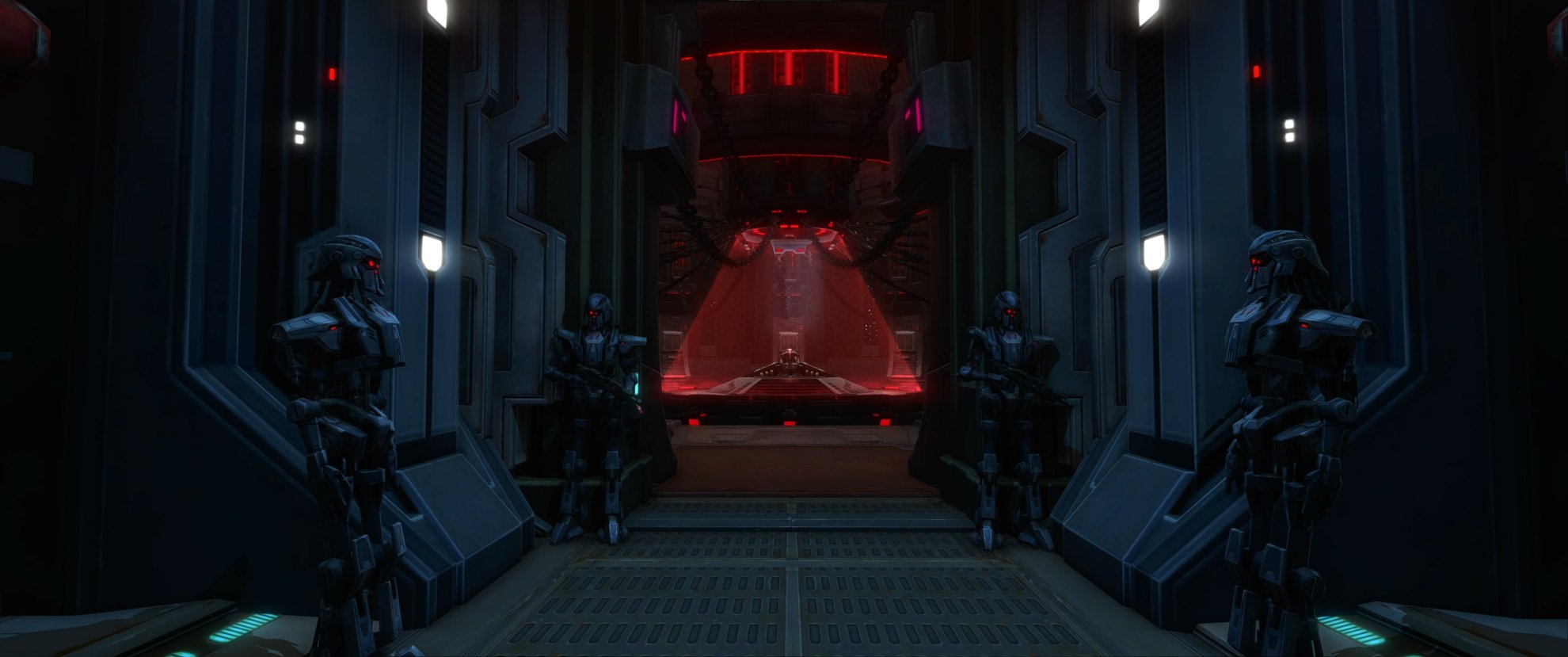 Cinematic shot of Darth Malgus inprisoned at the end of the SWTOR Legacy of the Sith 7.0 storyline.