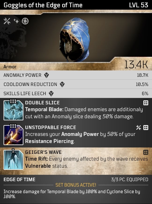 Outriders Worldslayer Trickster Build - Goggles of the Edge of Time