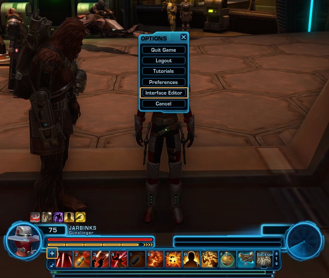 How to open the Interface Editor in SWTOR