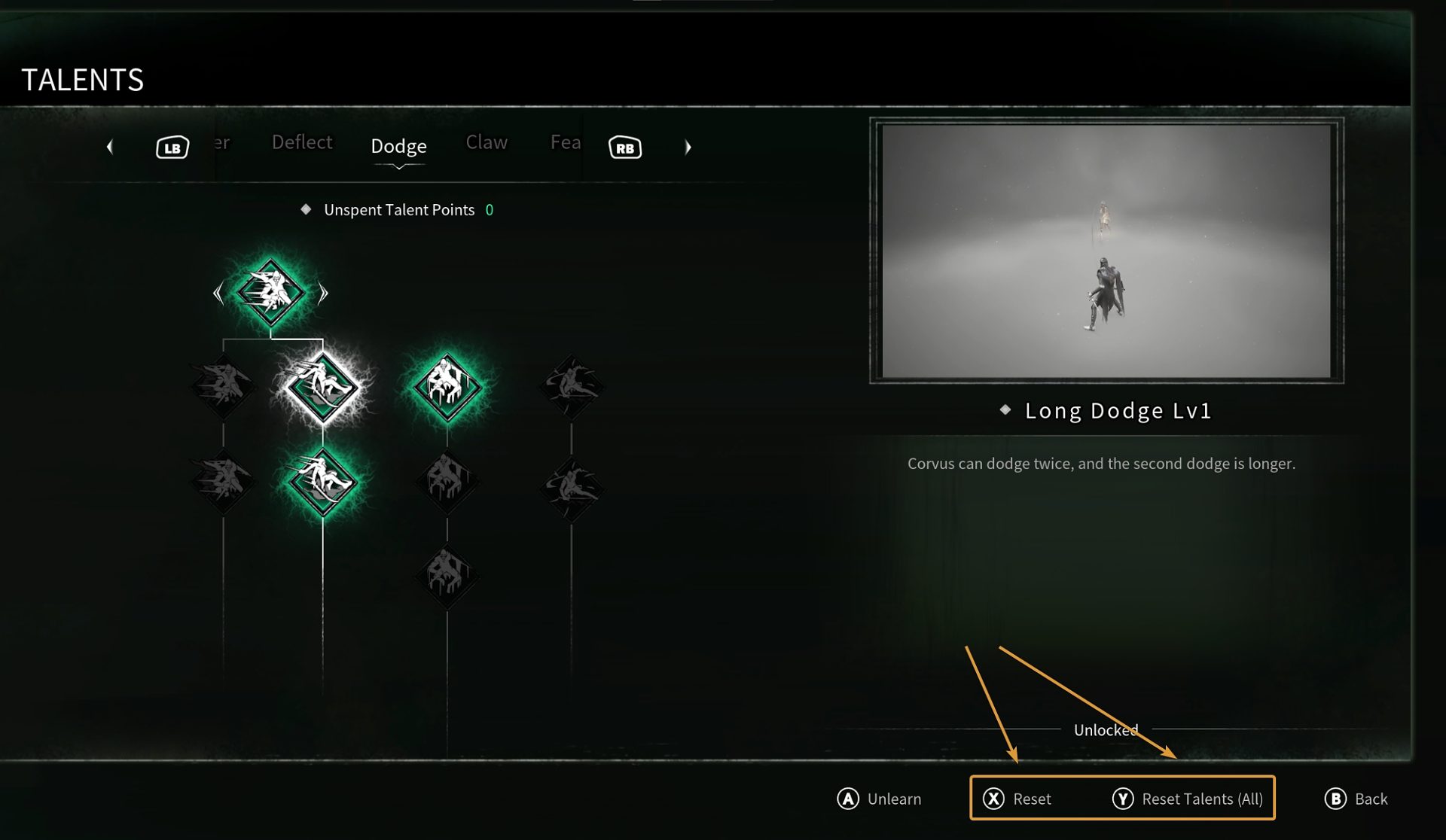 Talents Tree in Thymesia