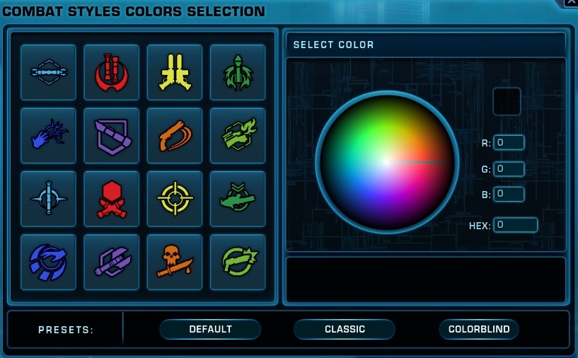 SWTOR Classic Combat Style Colors Preset