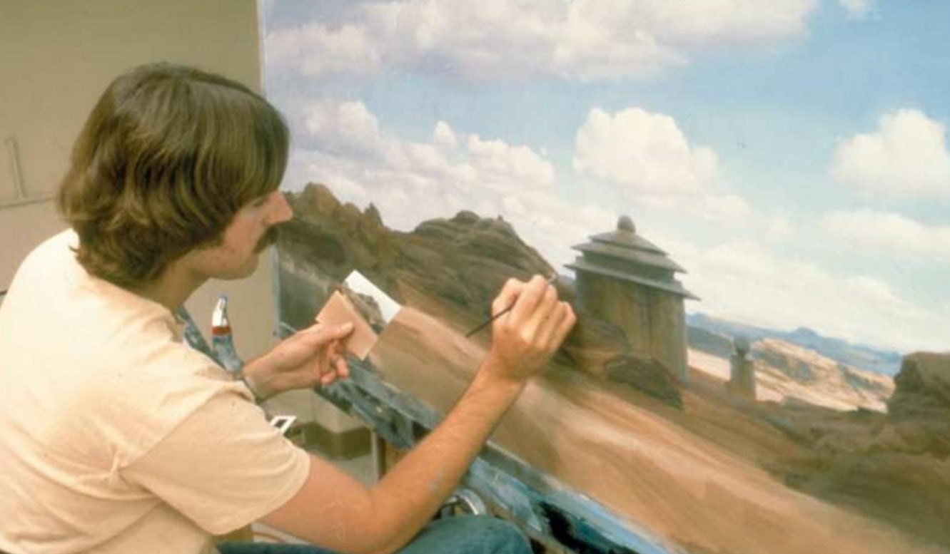 Craig Barron working on a matte painting of Tatooine in Episode 6