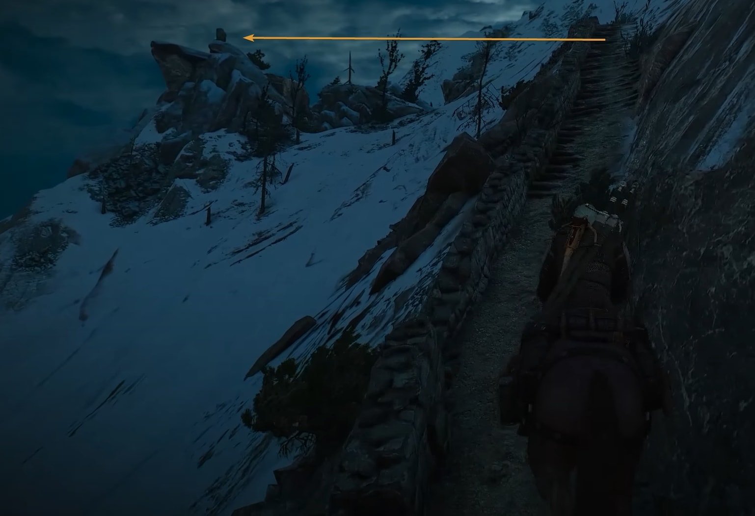 The Place of Power is on a stone formation to the left of the mountain path 
