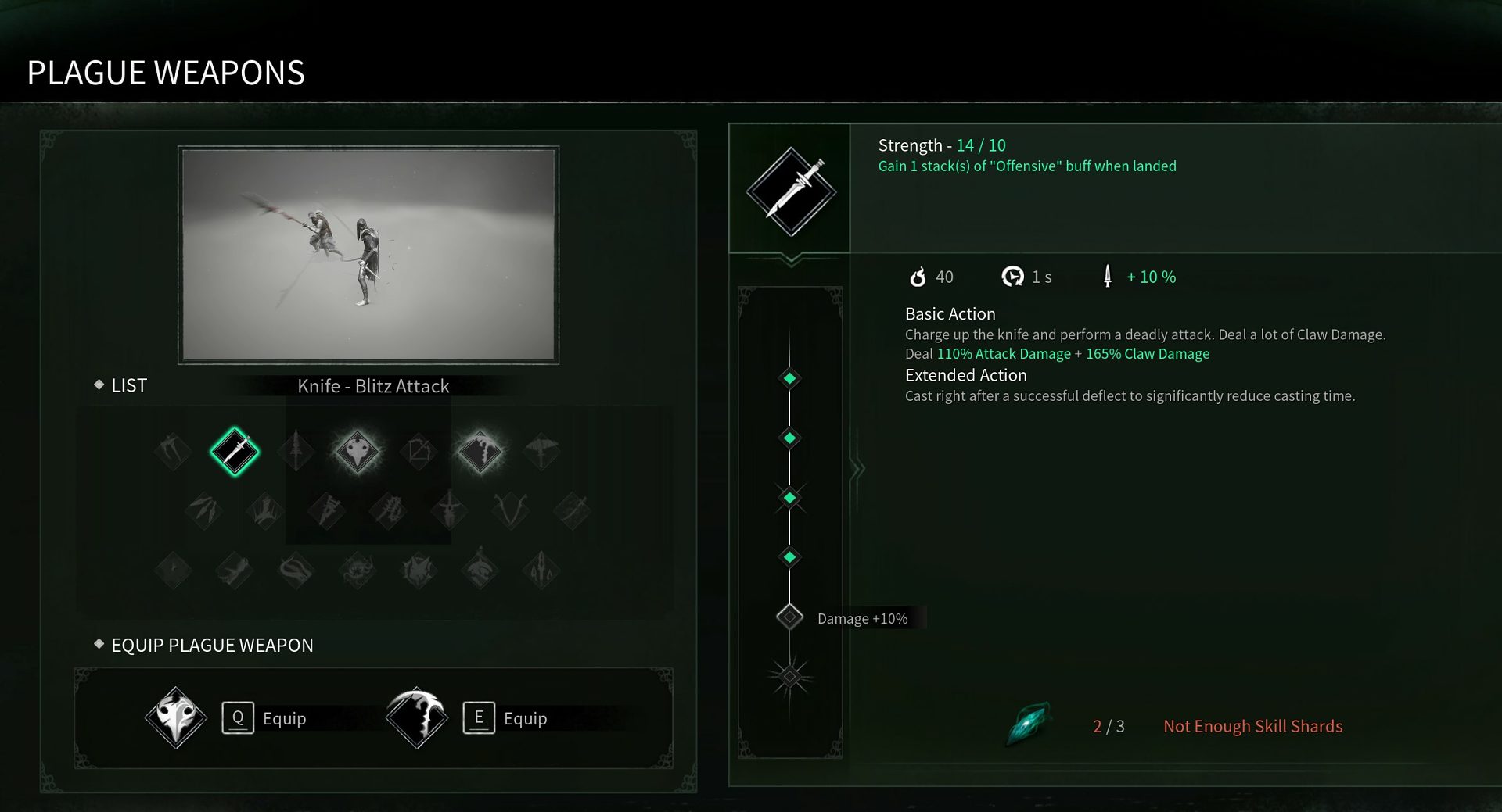 Plague Weapon Menu in Thymesia