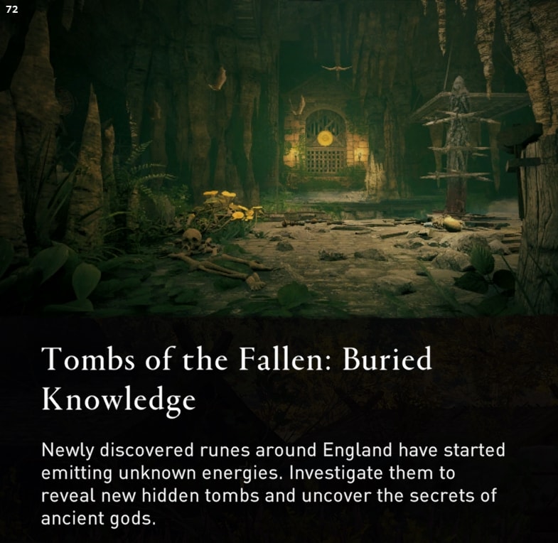 AC Vahalla 1.6.1 Tombs of the Fallen in-game notification