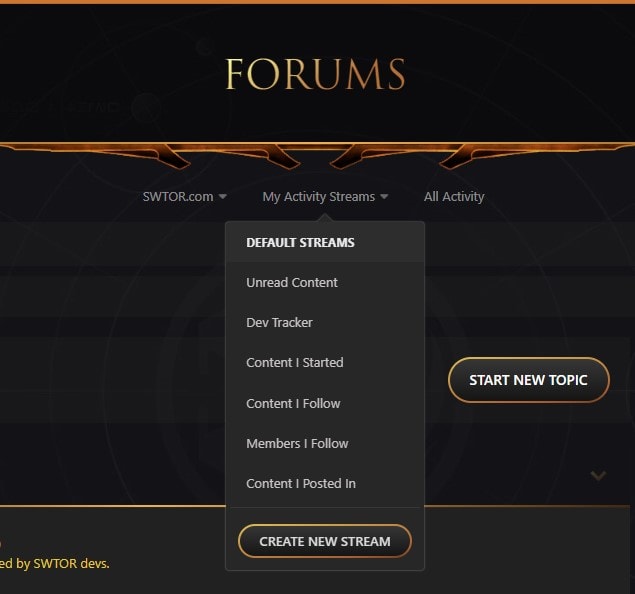 SWTOR FOrums redesign - mobile view
