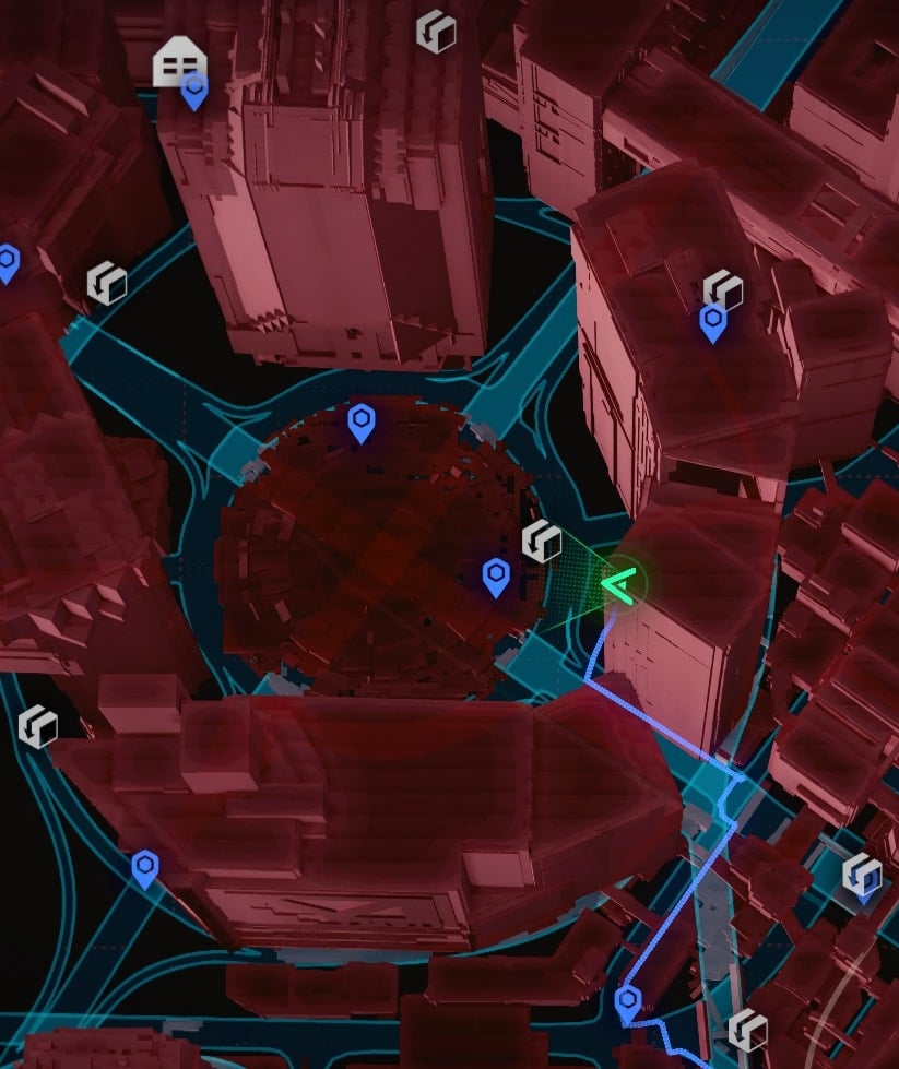 Crime Scene with the Cyberpsycho from Edgerunners in the game map