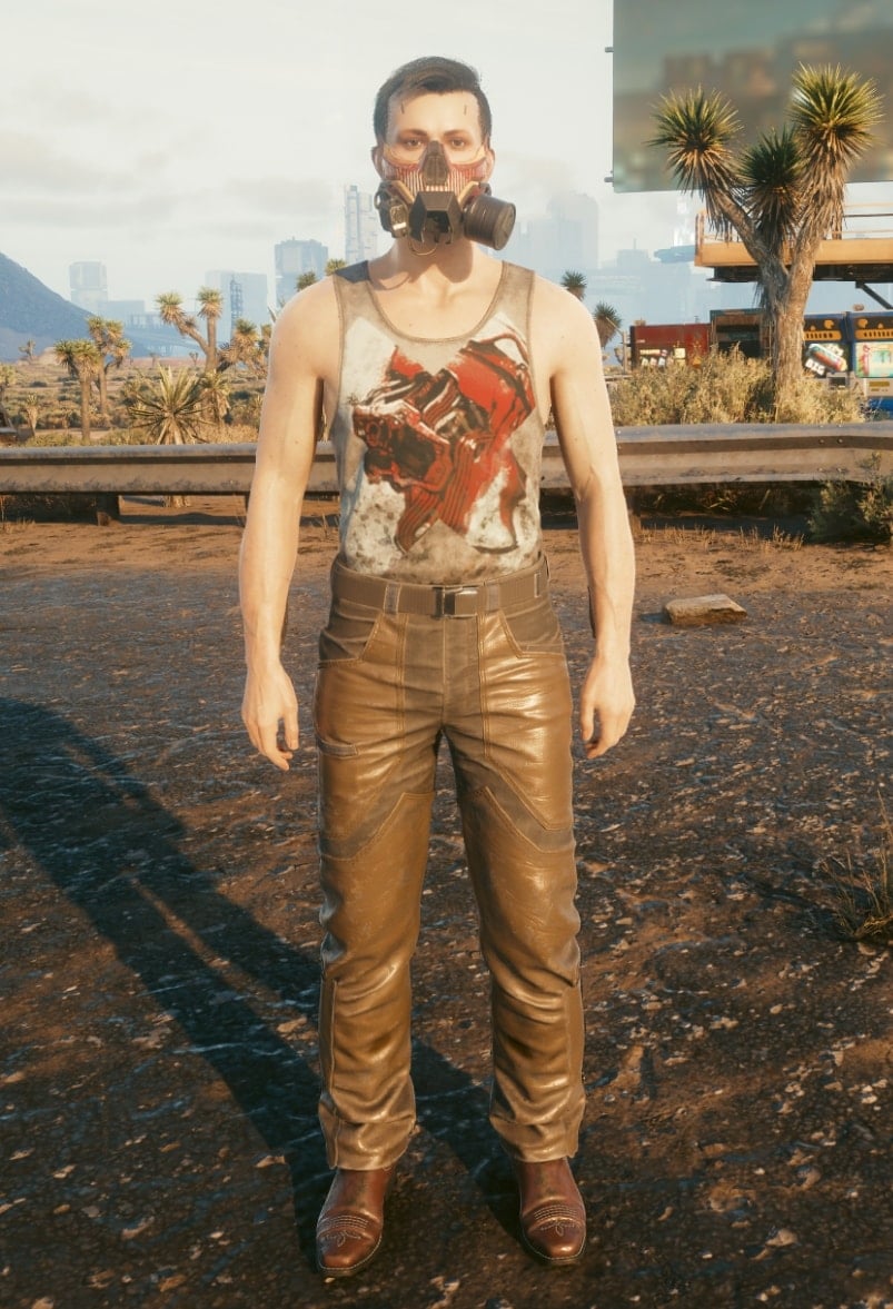 Cyberpunk 2077 Legendary Nomad Set overview - Male V with Jacket OFF Front