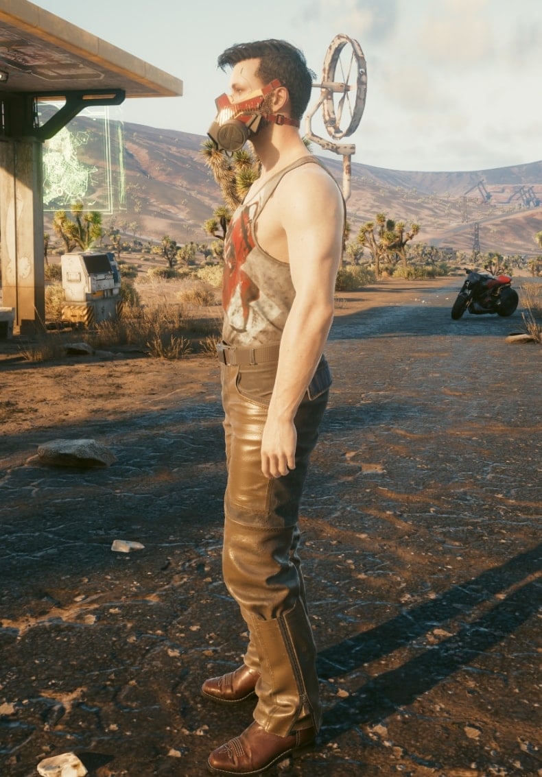 Cyberpunk 2077 Legendary Nomad Set overview - Male V with Jacket OFF Left