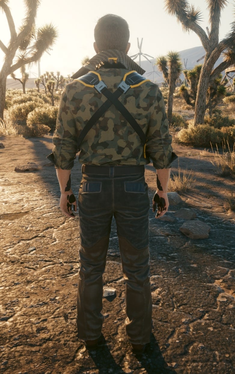 Cyberpunk 2077 Legendary Nomad Set overview - Male V with Jacket ON Back
