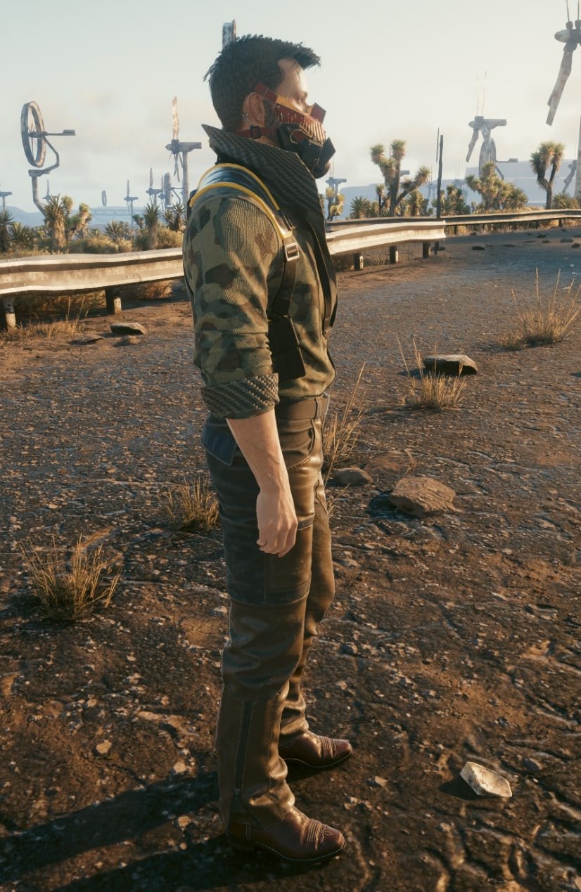Cyberpunk 2077 Legendary Nomad Set overview - Male V with Jacket ON Right