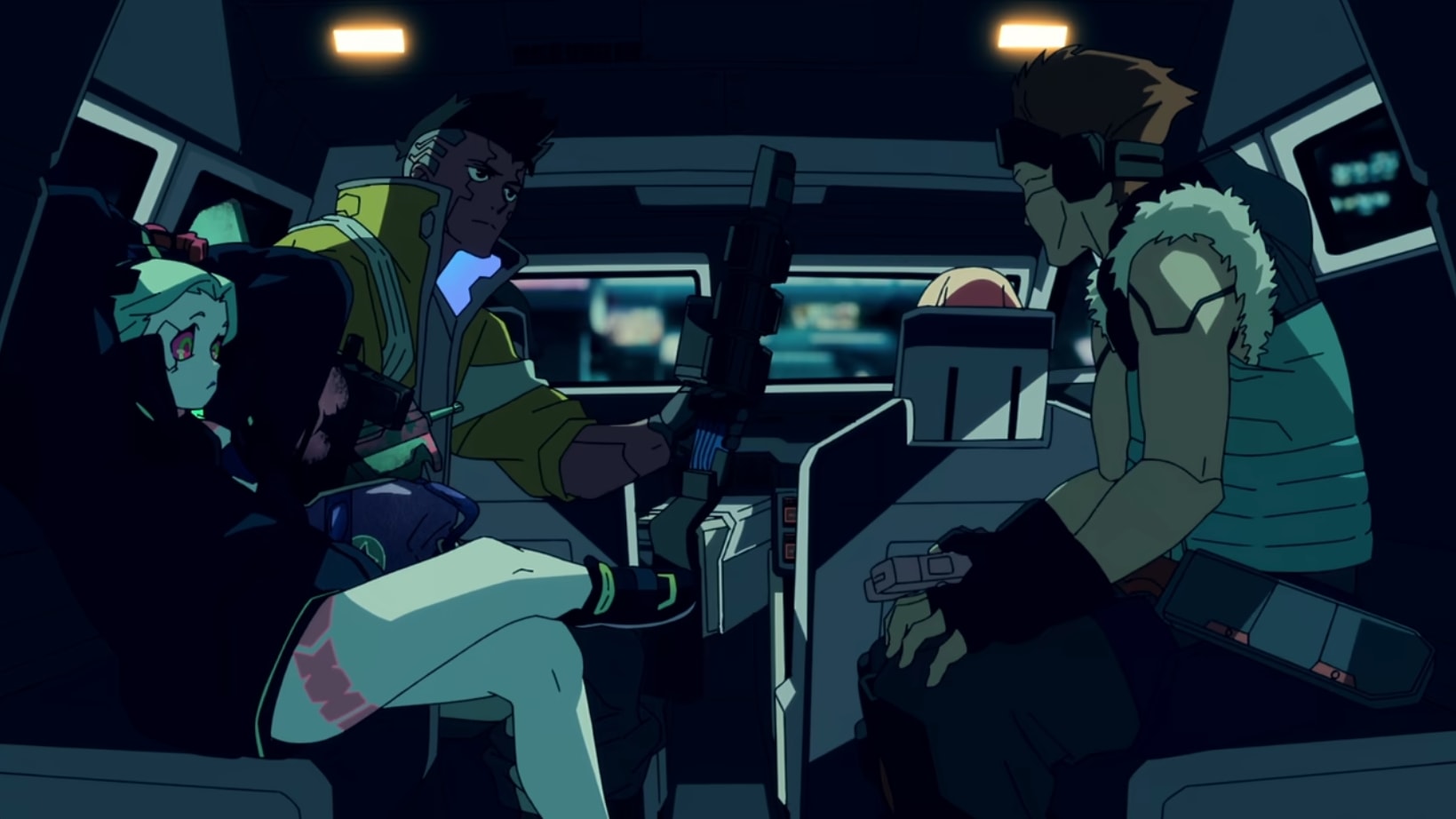 David gives Julio a Satara shotgun - Weapons from Edgerunners
