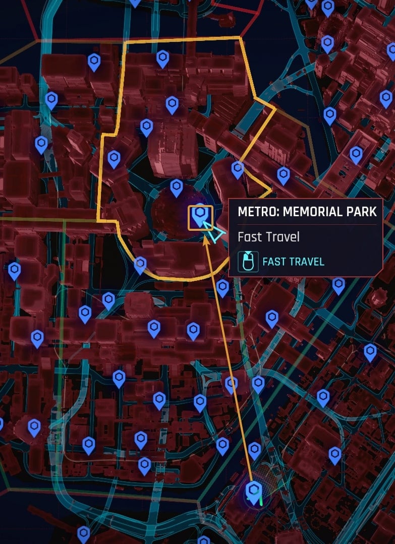 David takes the train to the Metro Memorial Park station in Corpo Plaza.