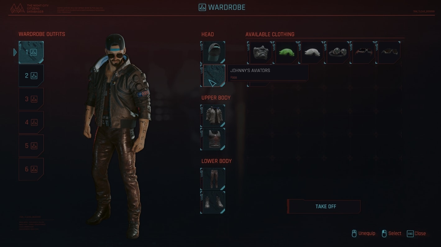 How to see available clothing options for each slot