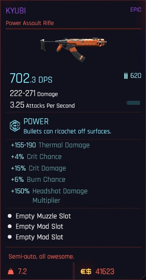Kyubi power assault rifle stats