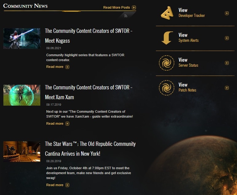 SWTOR Forum Redesign - old visual and style