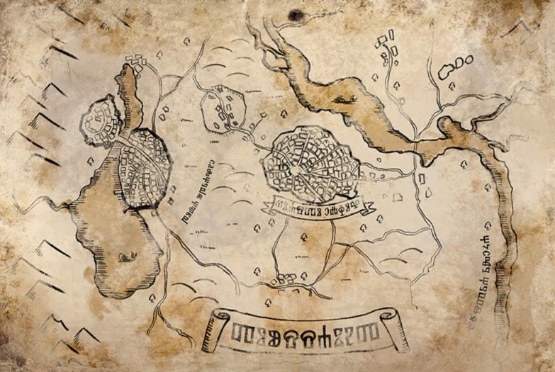 The map Geralt received at the start of the quest