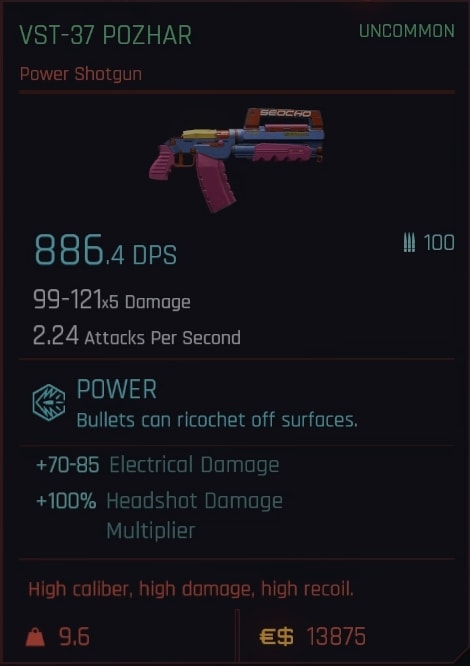 VST-37 Pozhar Power Shotgun Stats