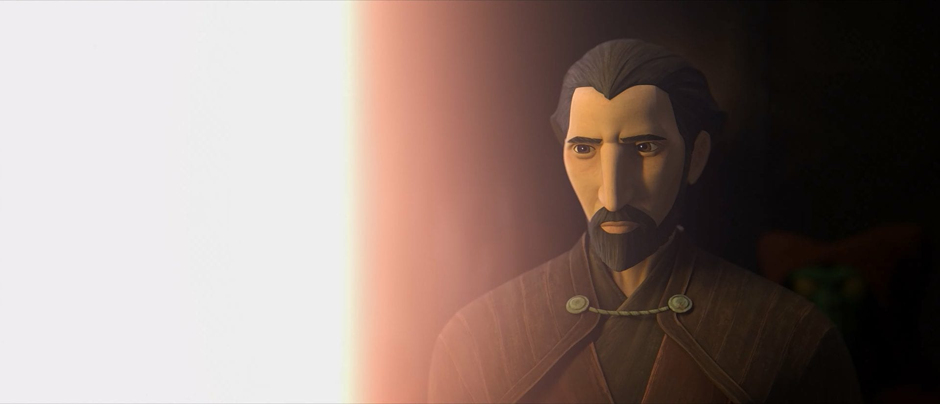 Dooku at Qui-Gon's funeral, shot from Tales of the Sith TV series