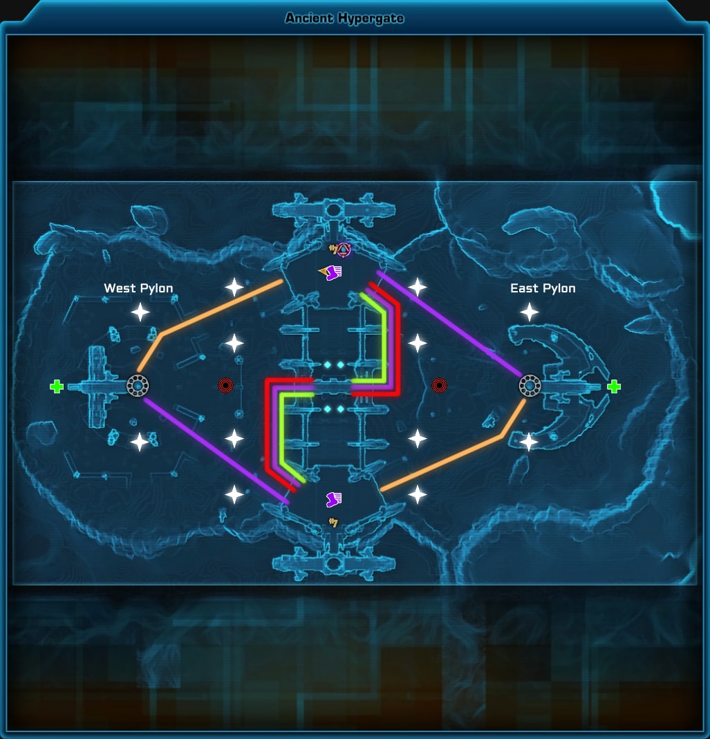 Map of the Ancient Hypergate PvP Warzone in SWTOR