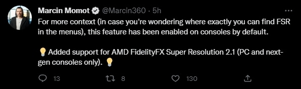 Marcin Momot on AMD FidelityFX Super Resolution Feature in Cyberpunk 2077