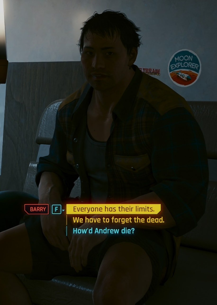 Talking to Barry about Andrew in his apartment