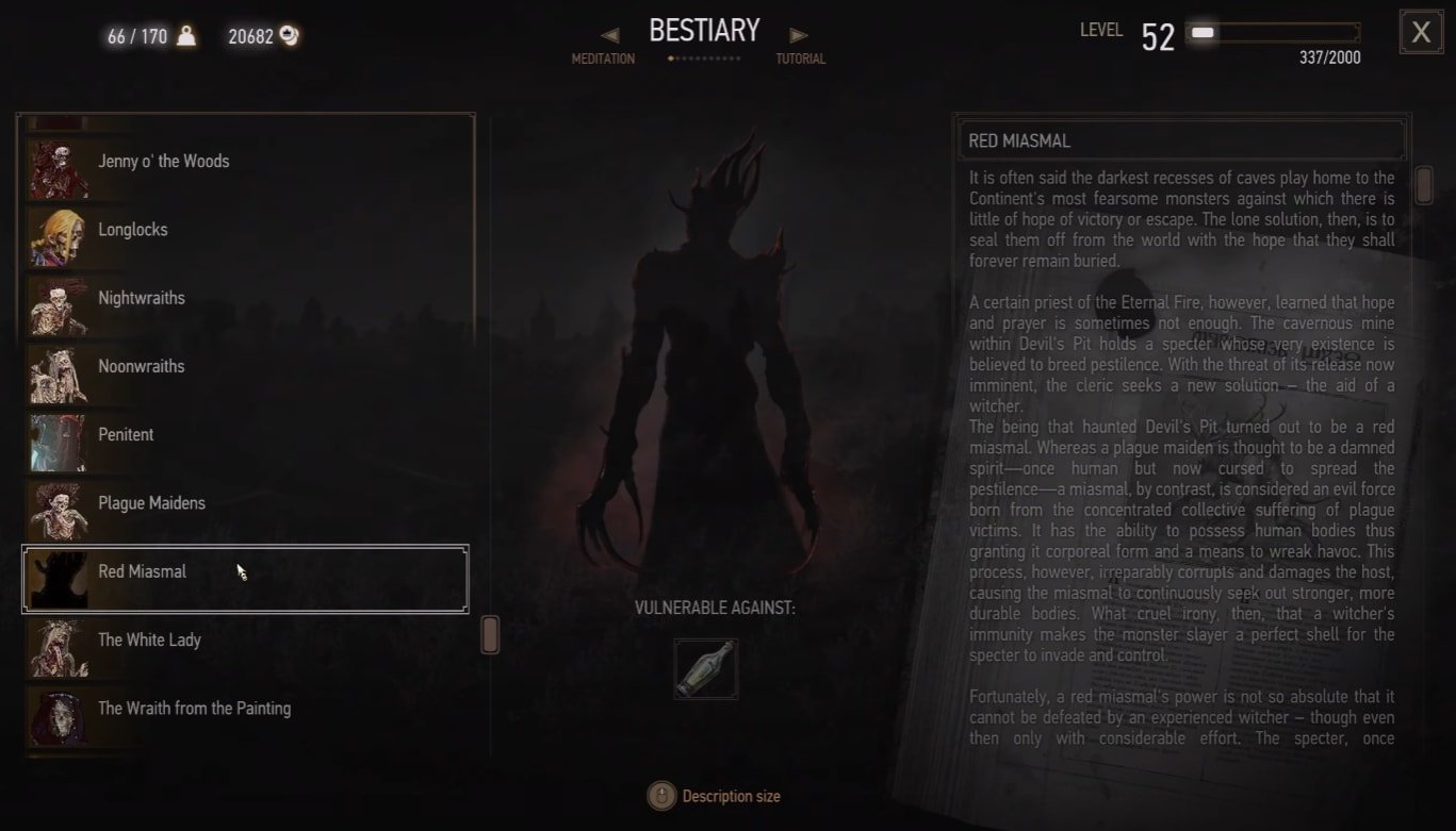 Bestiary info about the Red Miasmal