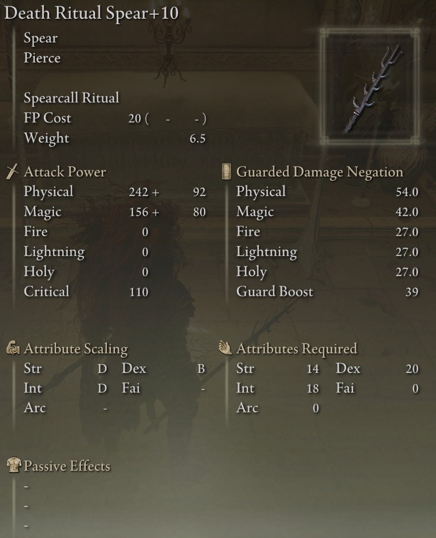 Death Ritual Spear - Stats
