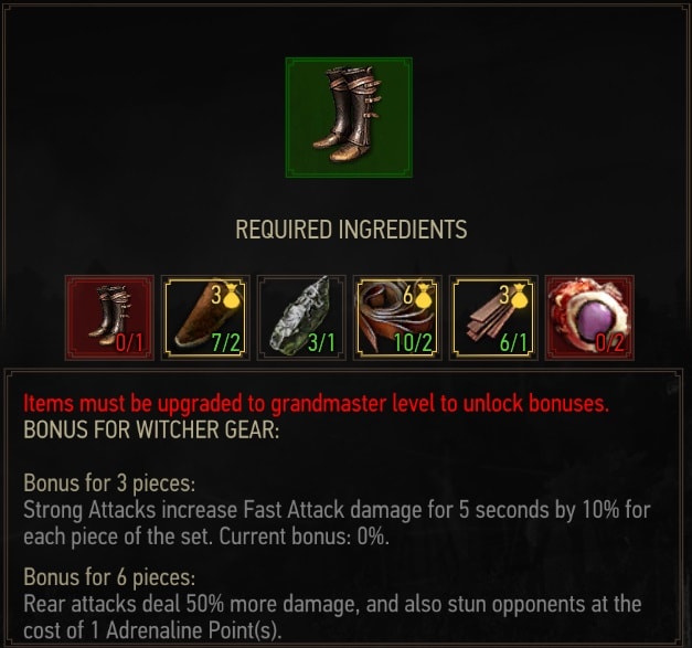 Enhanced Feline Boots Crafting Requirements