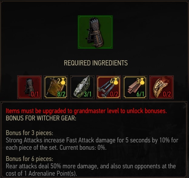 Enhanced Feline Gauntlets Crafting Requirements