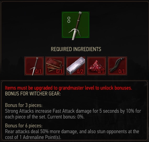 Enhanced Feline Silver Sword Crafting Requirements