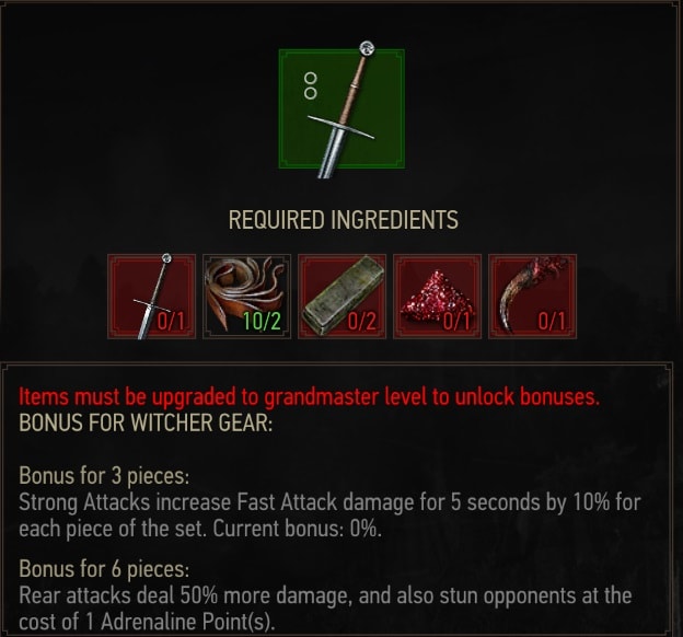Enhanced Feline Steel Sword Crafting Requirements