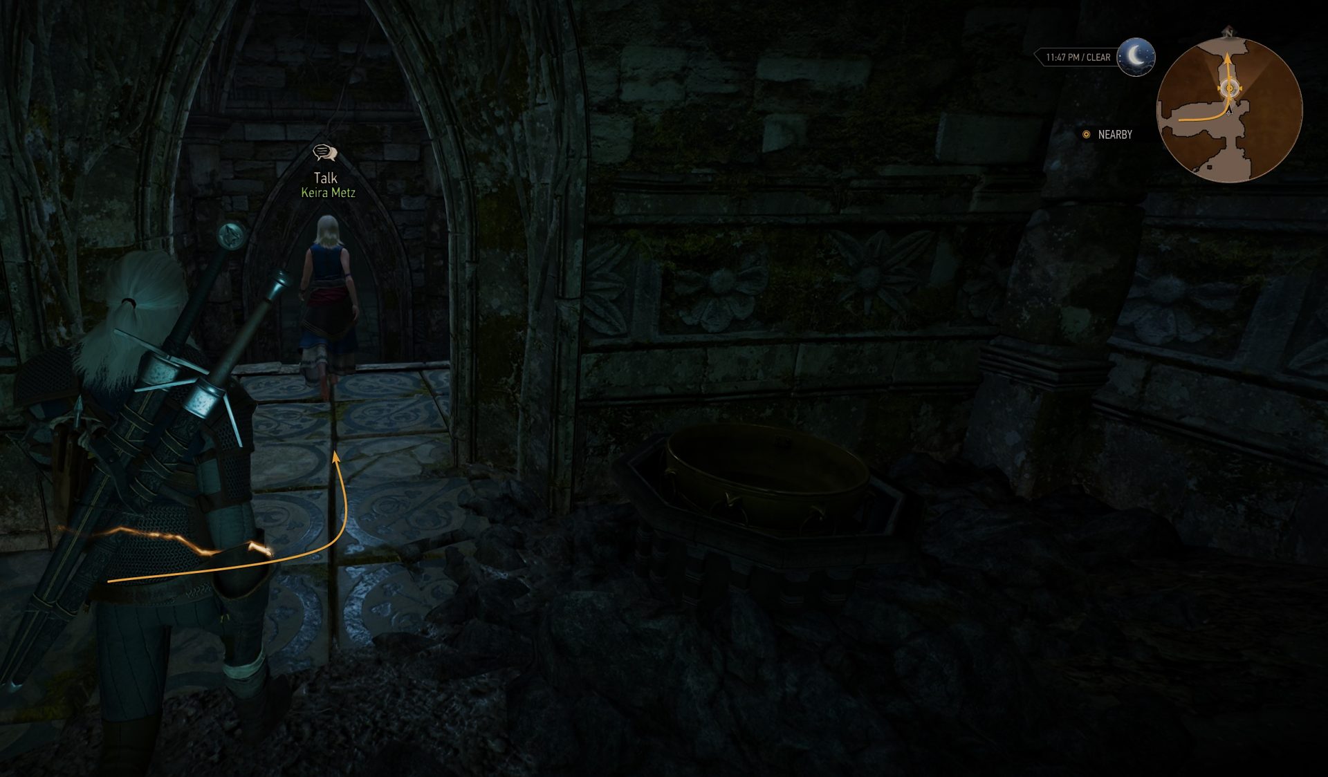 Follow Keira into the left-hand side corridor