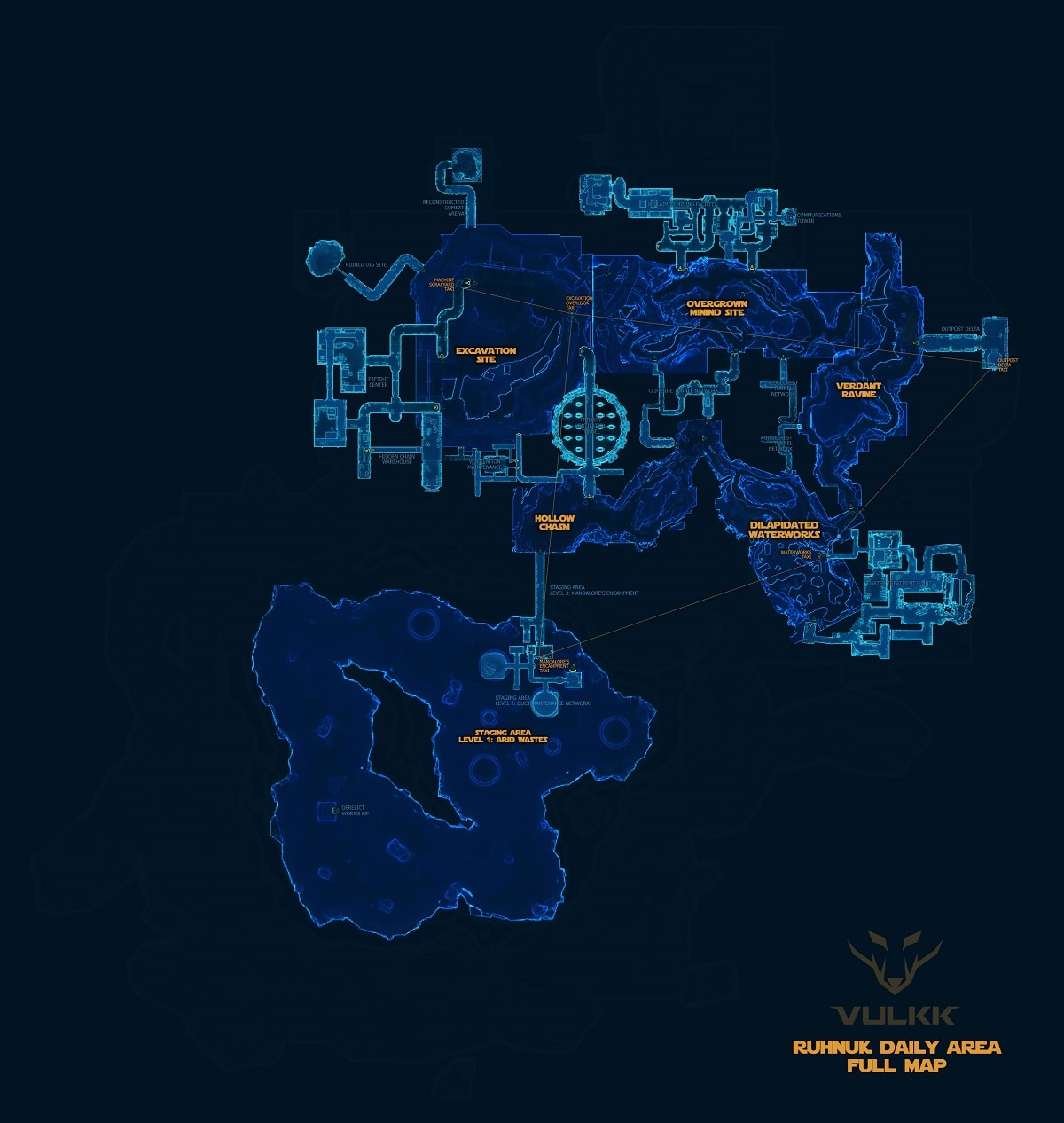 Full Ruhnuk Map with interiors and underground areas highlighted - medium size