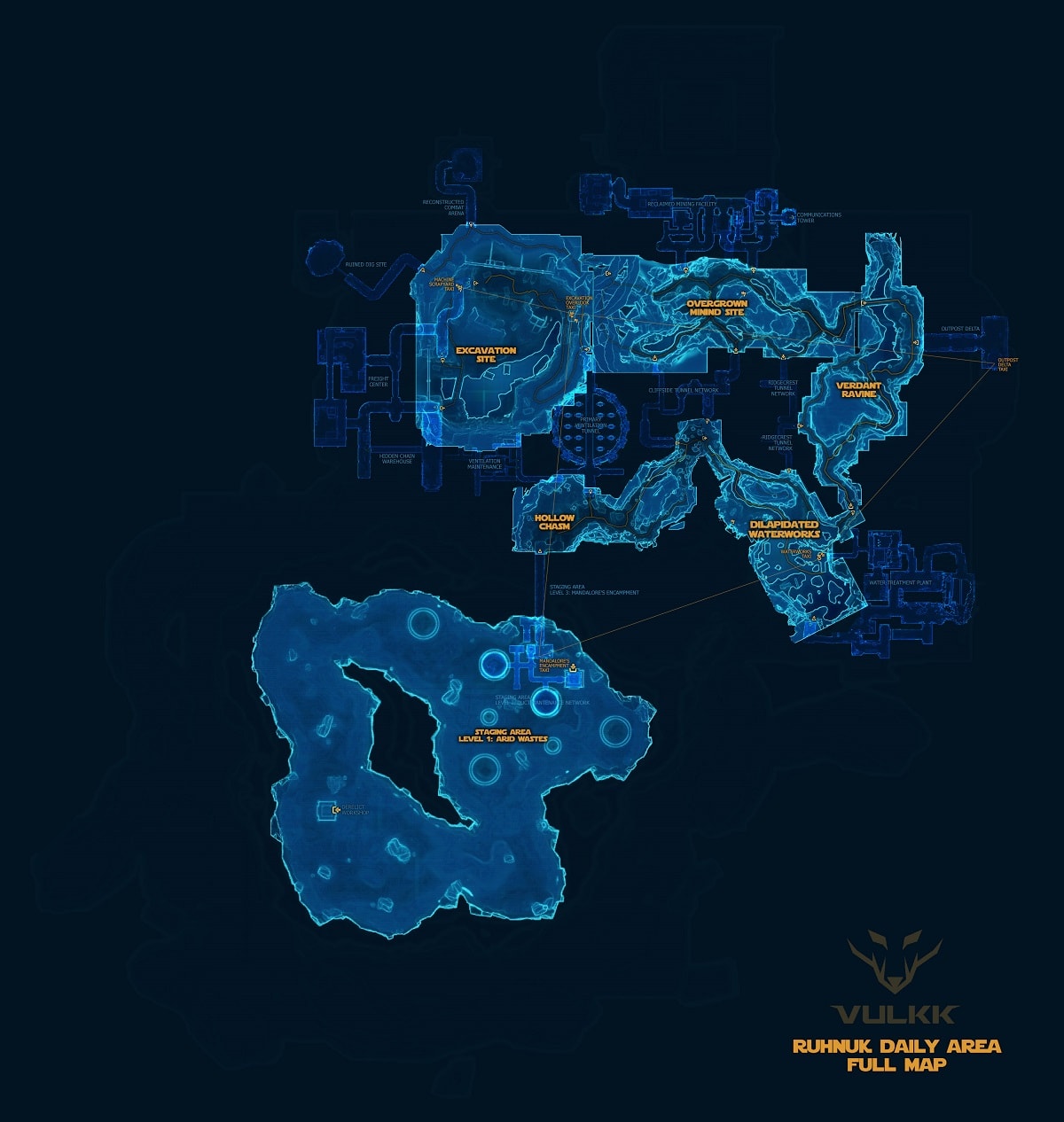 Full Ruhnuk Map with surface areas highlighted - medium size