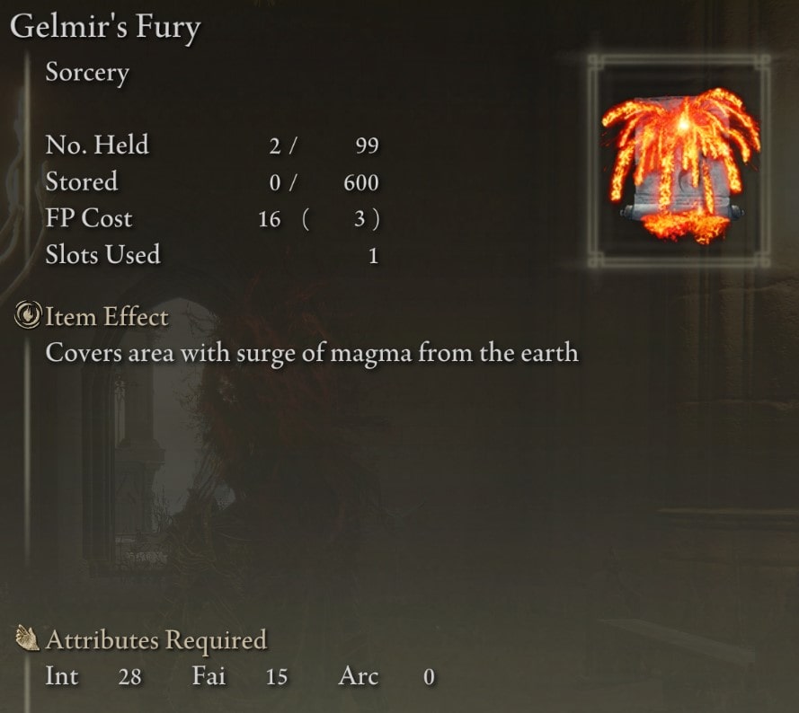Gelmir's Fury - Stats