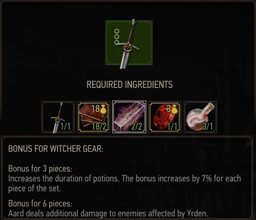 Grandmaster Forgotten Wolven Steel Sword Crafting Requirements