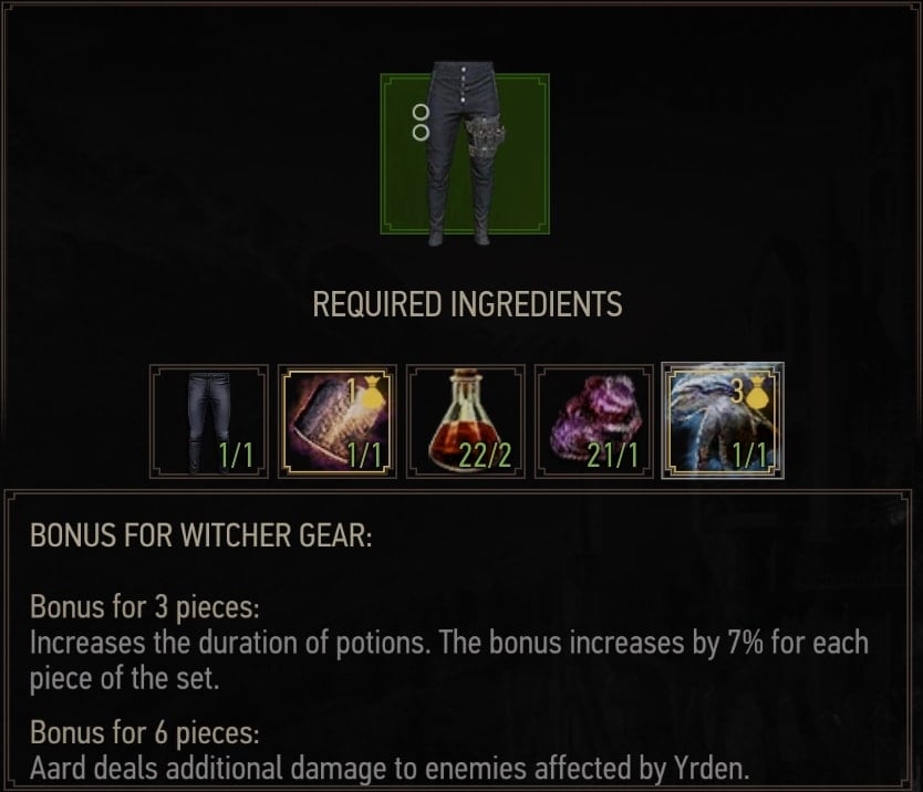 Grandmaster Forgotten Wolven Trousers Crafting Requirements