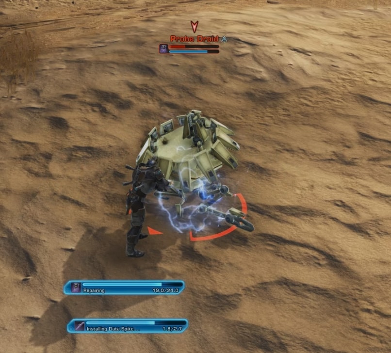 Installing Data Spike on a Probe Droid in the Arid Wastes area